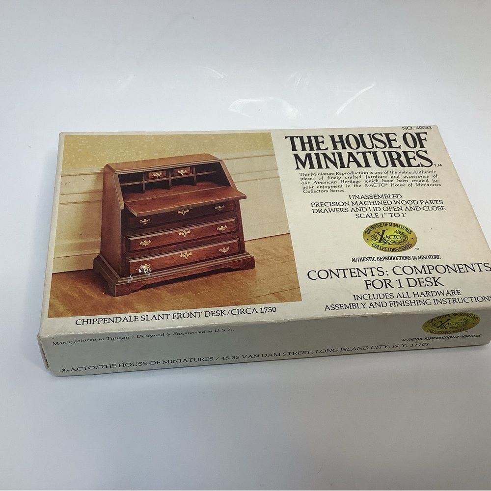 Vintage House Of Miniatures Chippendale Slant Front Desk Dollhouse Kit 40042 New